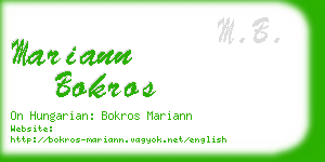 mariann bokros business card